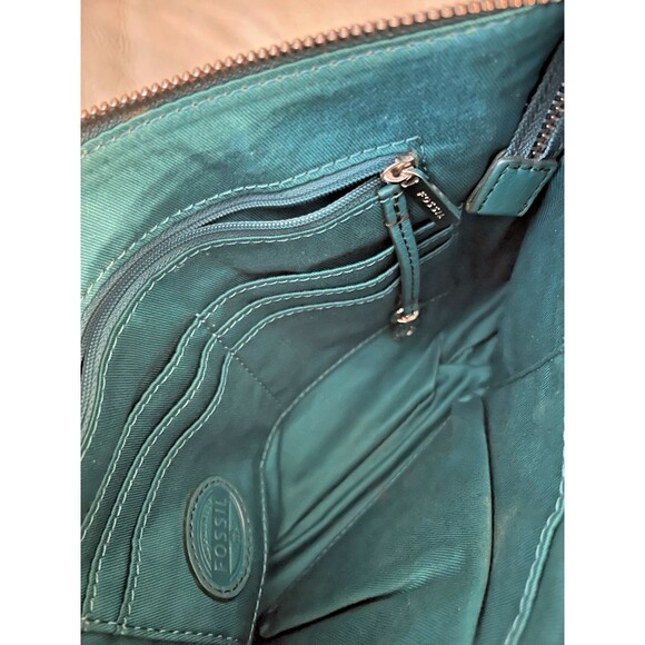 Fossil Sydney Leather Top Zip Crossbody Clutch Handbag Purse Bag ZB5701 Green - Picture 15 of 15